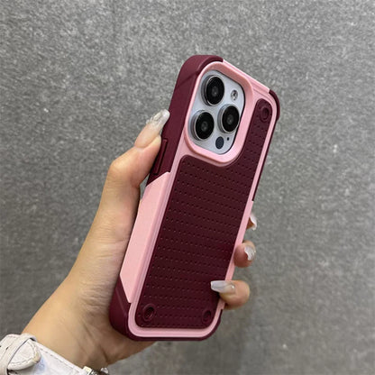 グリップデザイン 耐衝撃 iPhoneケース｜滑り止めバックパネル #240107
