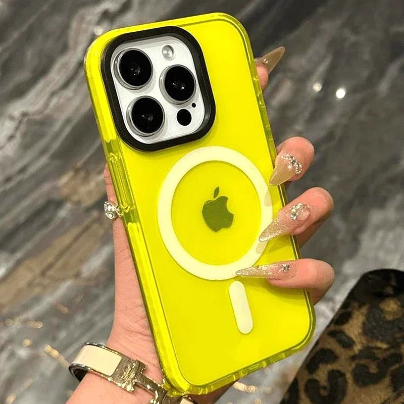 ネオンカラー Magnet内蔵 クリア 韓国 トレンド｜iPhoneケース #260517