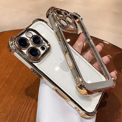 透明感×高級感 ゴールドフレーム iPhoneケース｜ 耐衝撃 レンズ保護 #260001