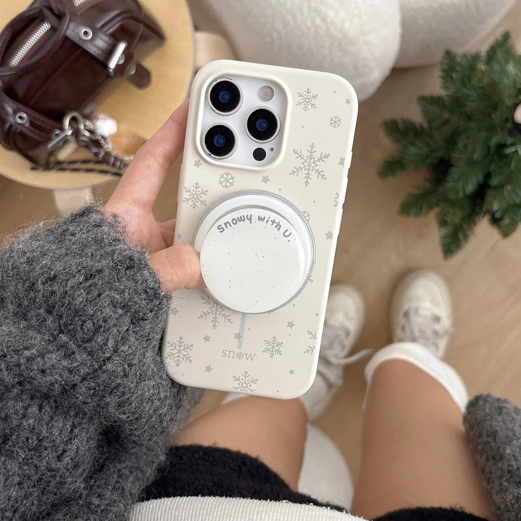 【Magnet内蔵】スノーフレーク ホワイトウィンター スマホケース｜iPhone対応 #241023
