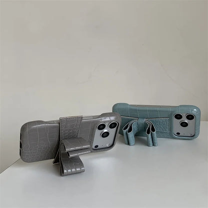 【クロコ調リボングリップ】型押し クロコレザー調 × 立体リボン スマホケース｜iPhone対応 #240617