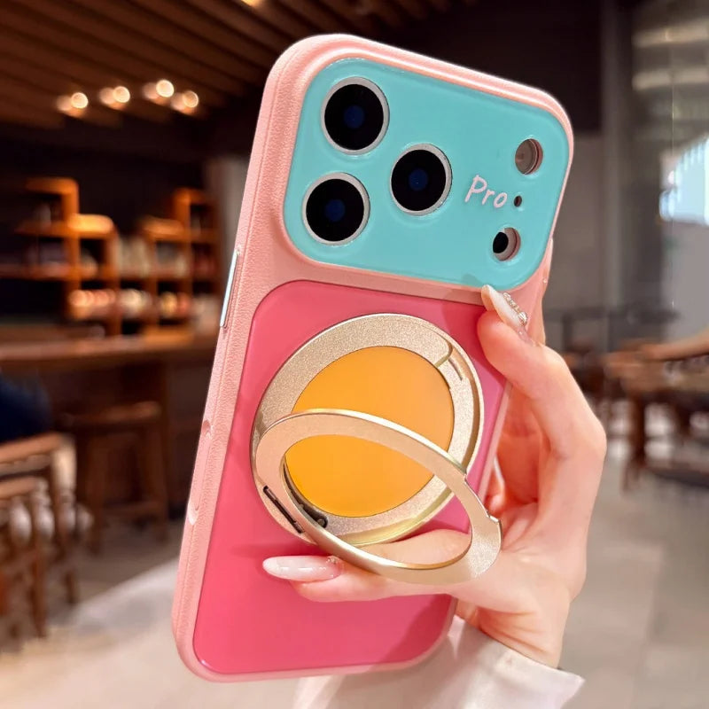 【バイカラー】リングスタンド Magnet内蔵 iPhoneケース｜ドーパミンカラー・韓国っぽ PCA #261281