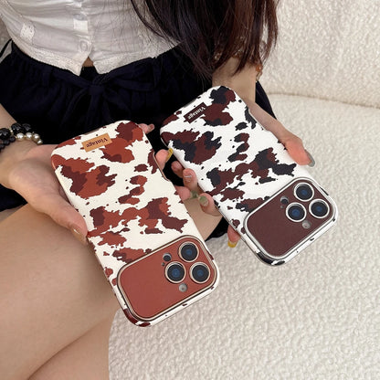 【ヴィンテージカウレザー】ブラウン牛柄×レザー調 スマホケース｜iPhone対応 #250122