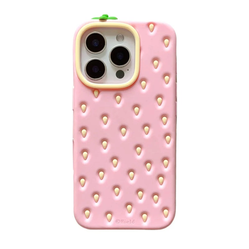 【フルーツシリーズ】いちごデザイン 立体シリコン スマホケース｜iPhone対応 #250917
