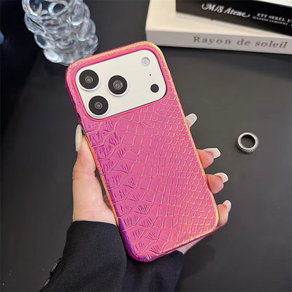 オーロラクロコダイル柄 レザー風 iPhoneケース｜ゴージャス・輝き・トレンド風  #261037