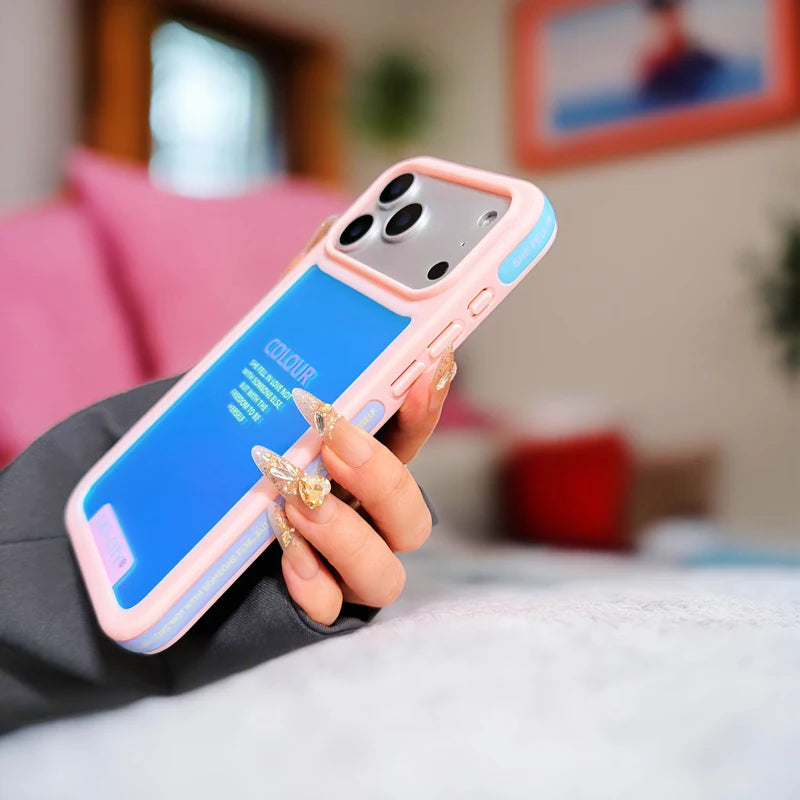 【ネオン メタリック カラー】ラバーフレーム スマホケース｜iPhone対応 #250128