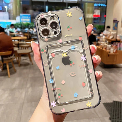 【ニコちゃんシリーズ】カラフルスマイル カード収納付き ソフトiPhoneケース #260228