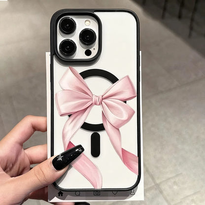 Magnet内蔵 リボンデザイン クリア iPhoneケース #260307