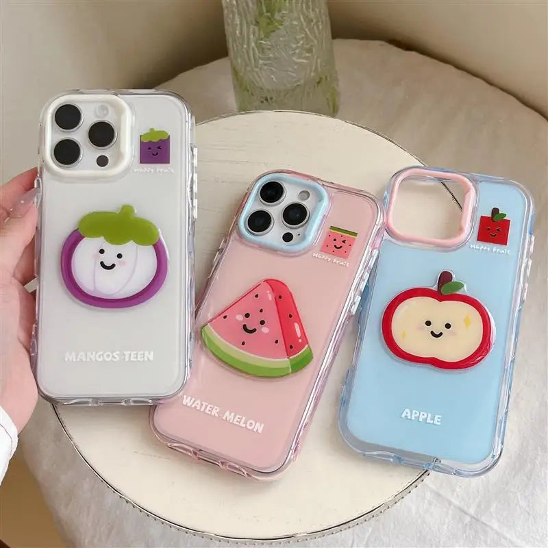 【フルーツシリーズ】スイカ マンゴスチン アップル カラフルクリア スマホケース｜iPhone対応 #251017