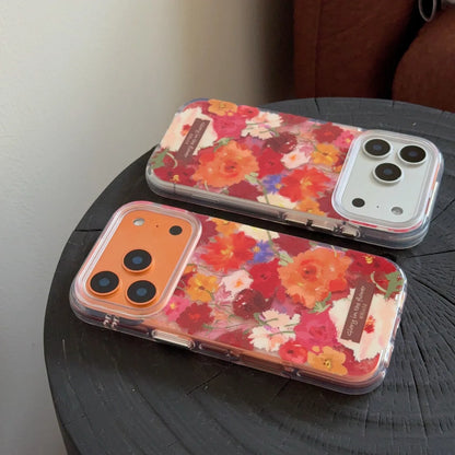 【フラワーアートクリア】油絵風 花柄 ブーケデザイン スマホケース｜iPhone対応 #250211