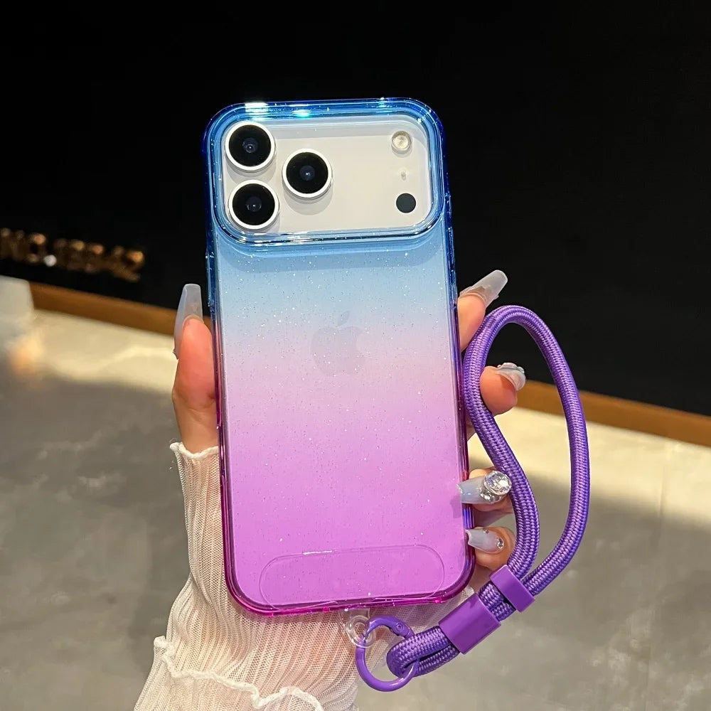 【グラデーションシリーズ】カラフル クリアグラデーション ストラップ付き スマホケース｜iPhone対応 #251118