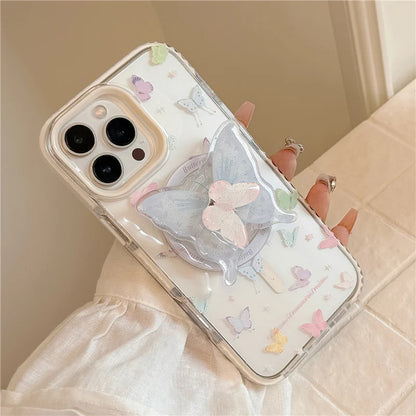 【幻想的バタフライ×3Dグリップ】儚く可憐な蝶デザインスマホケース｜iPhone対応 #250509