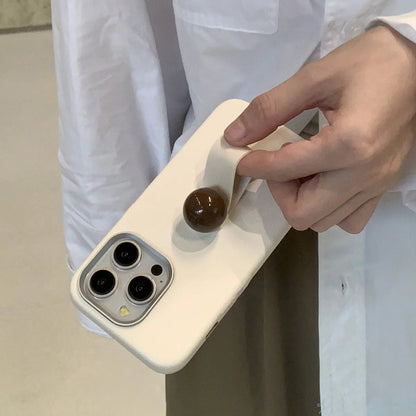 【マーブルボールスタンド】上質レザー調シンプルケース｜iPhone対応 #250716