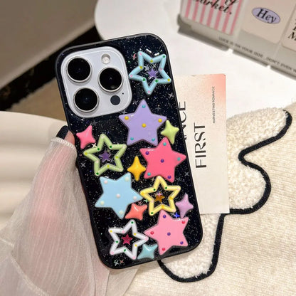 【立体スター柄】ポップで映えるクリアケース｜iPhone対応 #250522