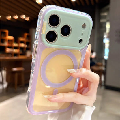 キャンディカラー バイカラーフレーム Magnet内蔵 クリア iPhoneケース｜ポップ・爽やか #260059