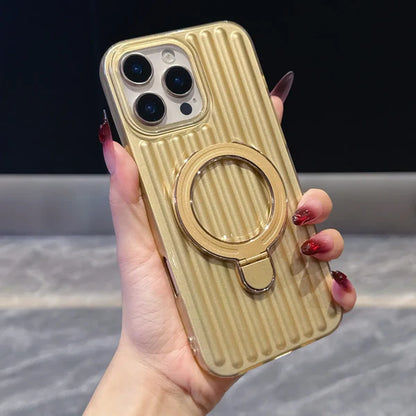 【ストライプ】iPhoneケース Magnet内蔵 リング付き ｜縦ライン スマホカバー オフィス #260524