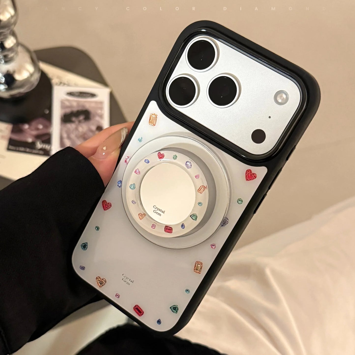 【ジュエルドット】iPhoneケース Magnetグリップ付き ｜キラキラ・上品ガーリー #231022