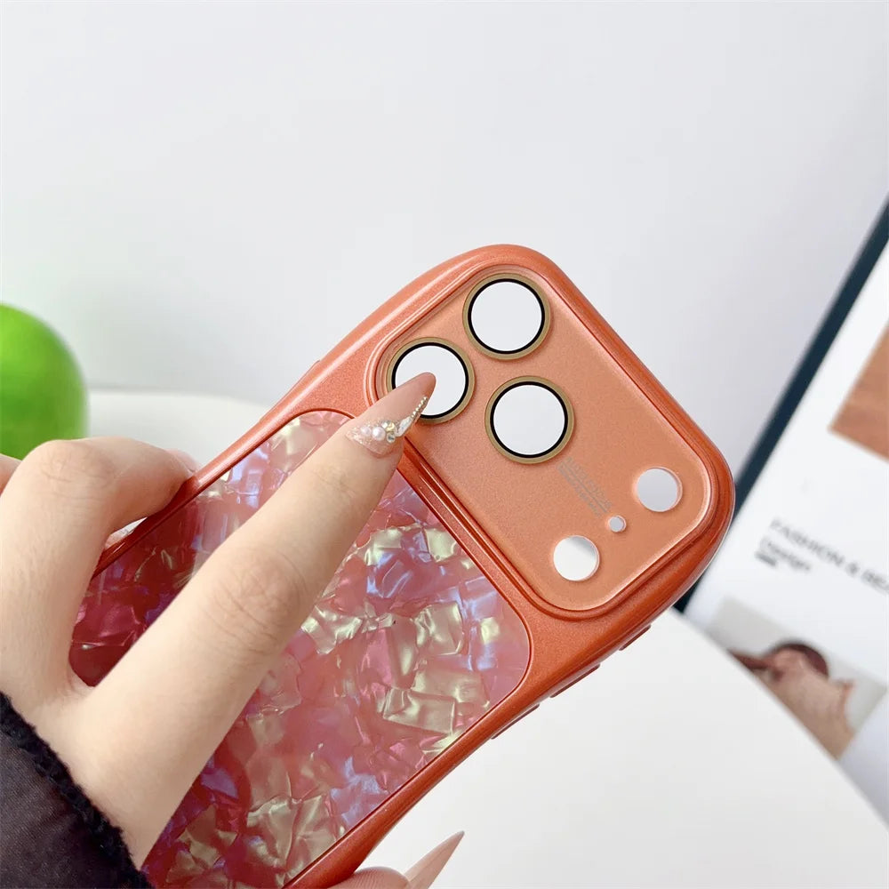 【選べる全7色】貝殻風シェル模様 iPhoneケース｜エレガント・きらびやか風 スマホケース #261021