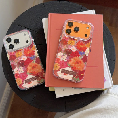 【フラワーアートクリア】油絵風 花柄 ブーケデザイン スマホケース｜iPhone対応 #250211