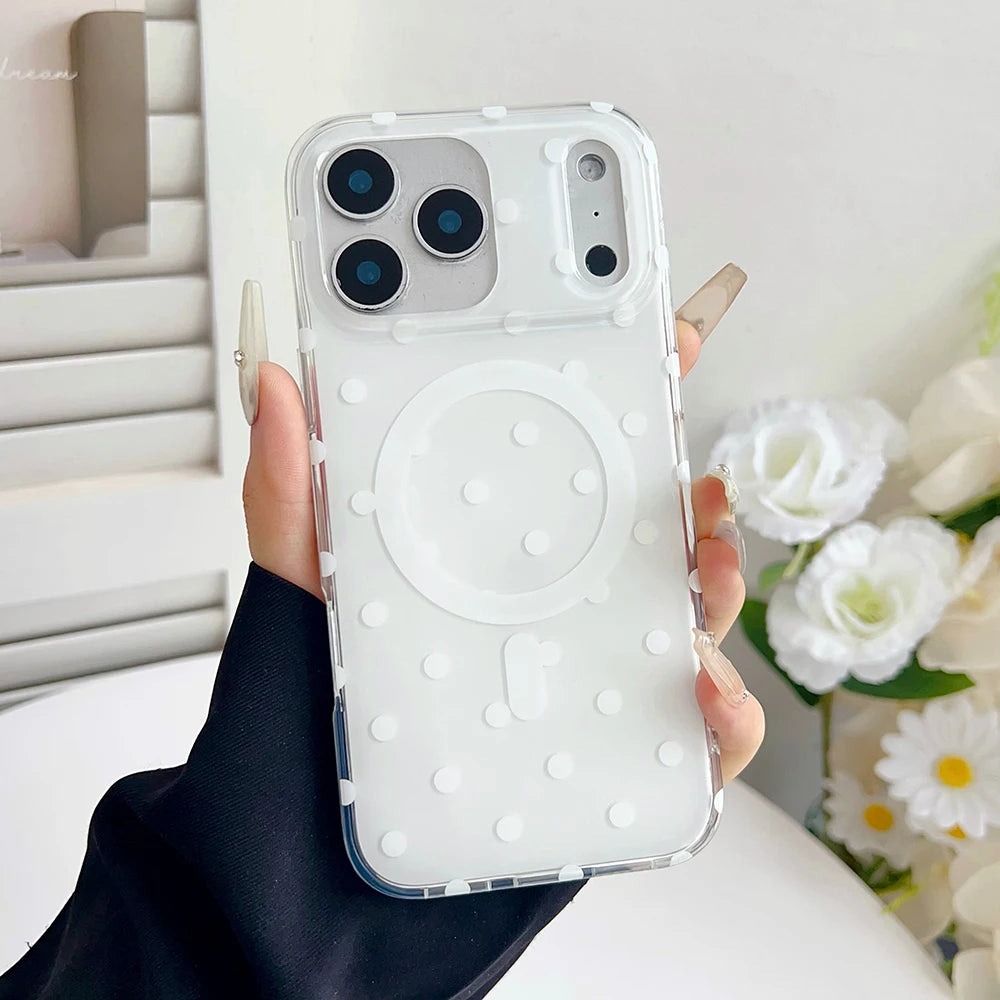 ドット柄 水玉 Magnet内蔵 iPhoneケース｜クリアベース・ポップデザイン #260104