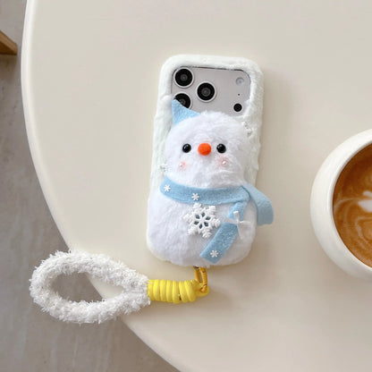 スノーマン 雪だるま iPhoneケース｜立体ぬいぐるみ・ストラップ付き #240307