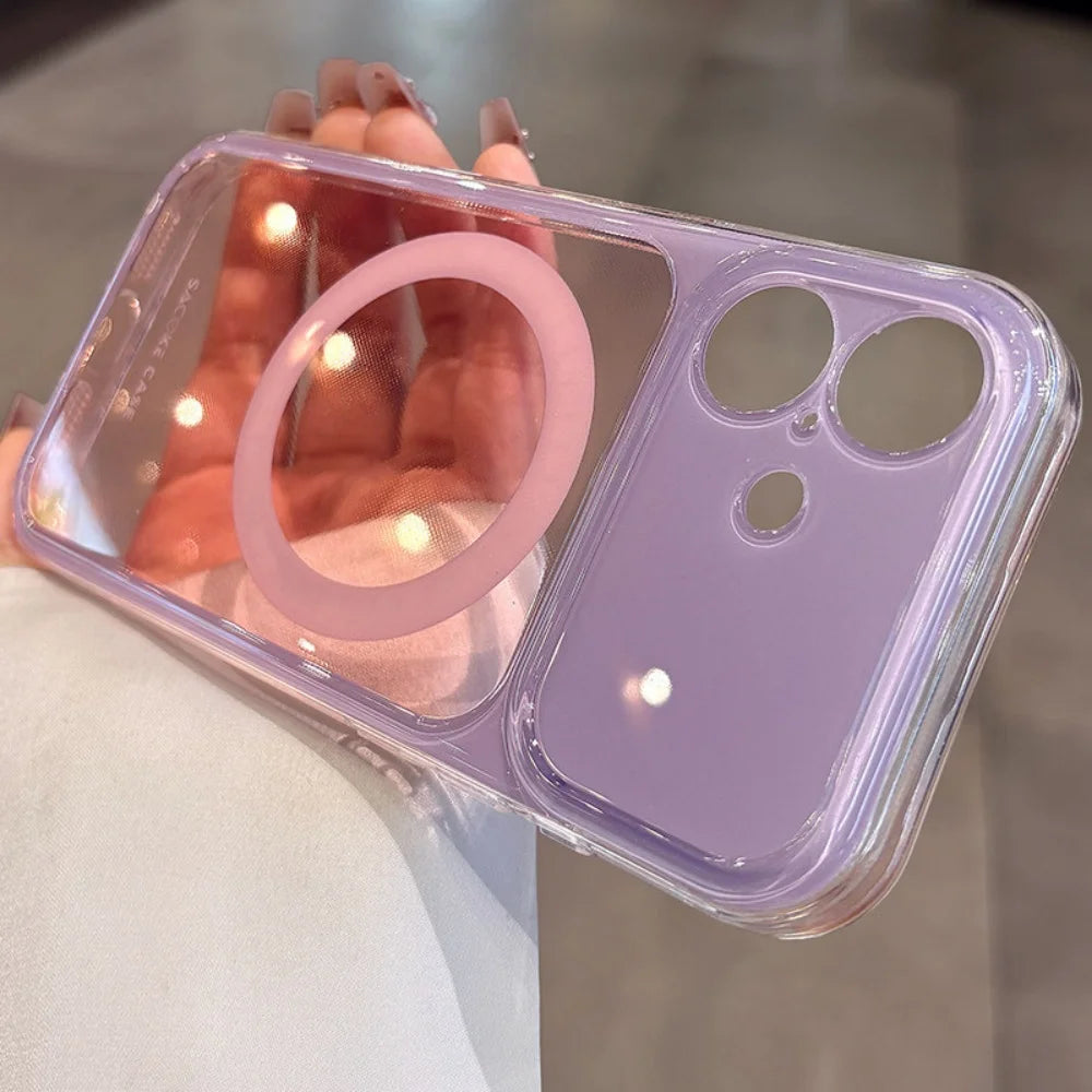 ツートンカラー マグネット内蔵iPhoneケース (全8色) クリア・配色デザイン #261236