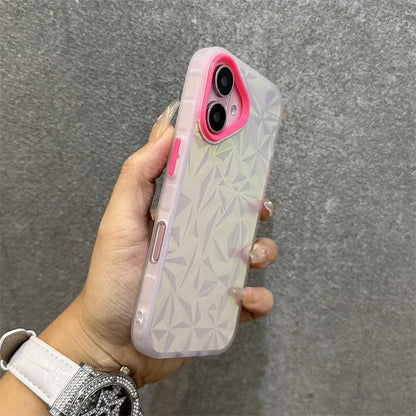 【キラキラシリーズ】幾何学模様 ホログラムデザイン ストラップ付きスマホケース｜iPhone対応 #251012