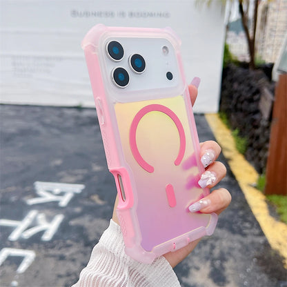 【ワイヤレス充電対応シリーズ】グラデーションカラー 反射 クリア おしゃれスマホケース｜iPhone対応 #251101