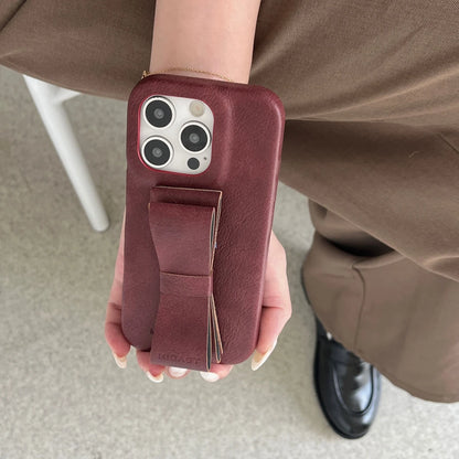 【ヴィンテージクラシカルリボン】レザーリボン×クラシックカラー スマホケース｜iPhone対応 #241222