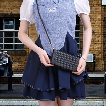 【ブックスタイル】キルティング レザー 手帳型 ウォレット iPhoneケース｜ショルダーストラップ付き #240127