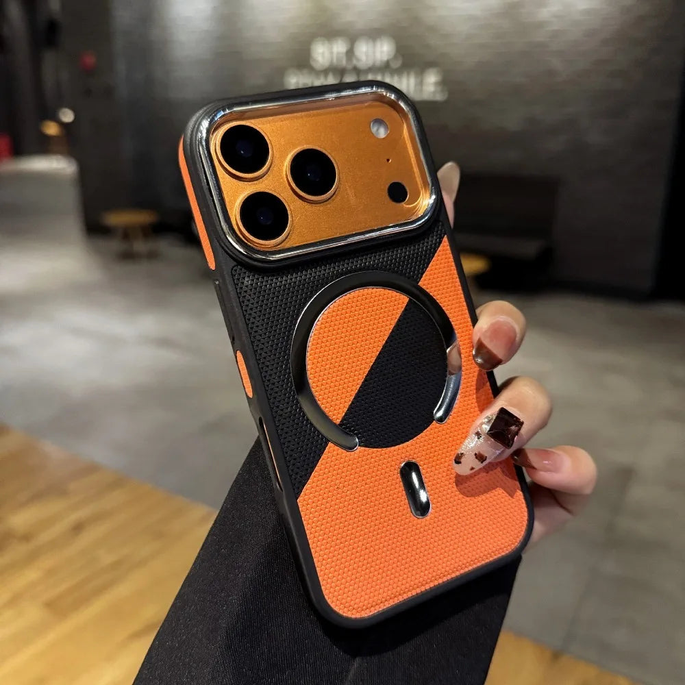 バイカラーレザー調 アーマー Magnet内蔵 iPhoneケース｜カメラ保護・スポーティクール #260014