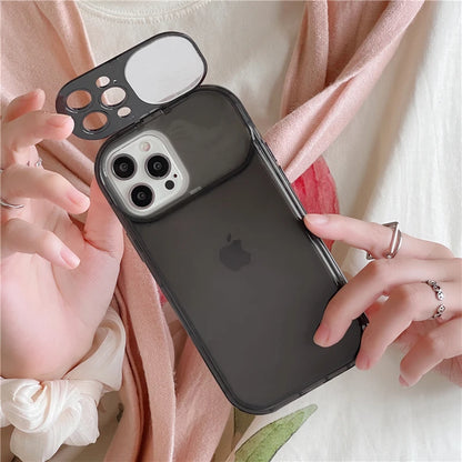 【クリアカラフルシリーズ】半透明シリコン レンズカバー付き ポップカラー スマホケース｜iPhone対応 #251020