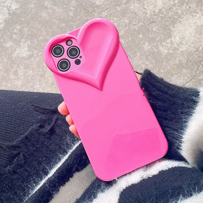 【ぷっくり立体ハート】シリコンスマホケース｜iPhone対応 #250706