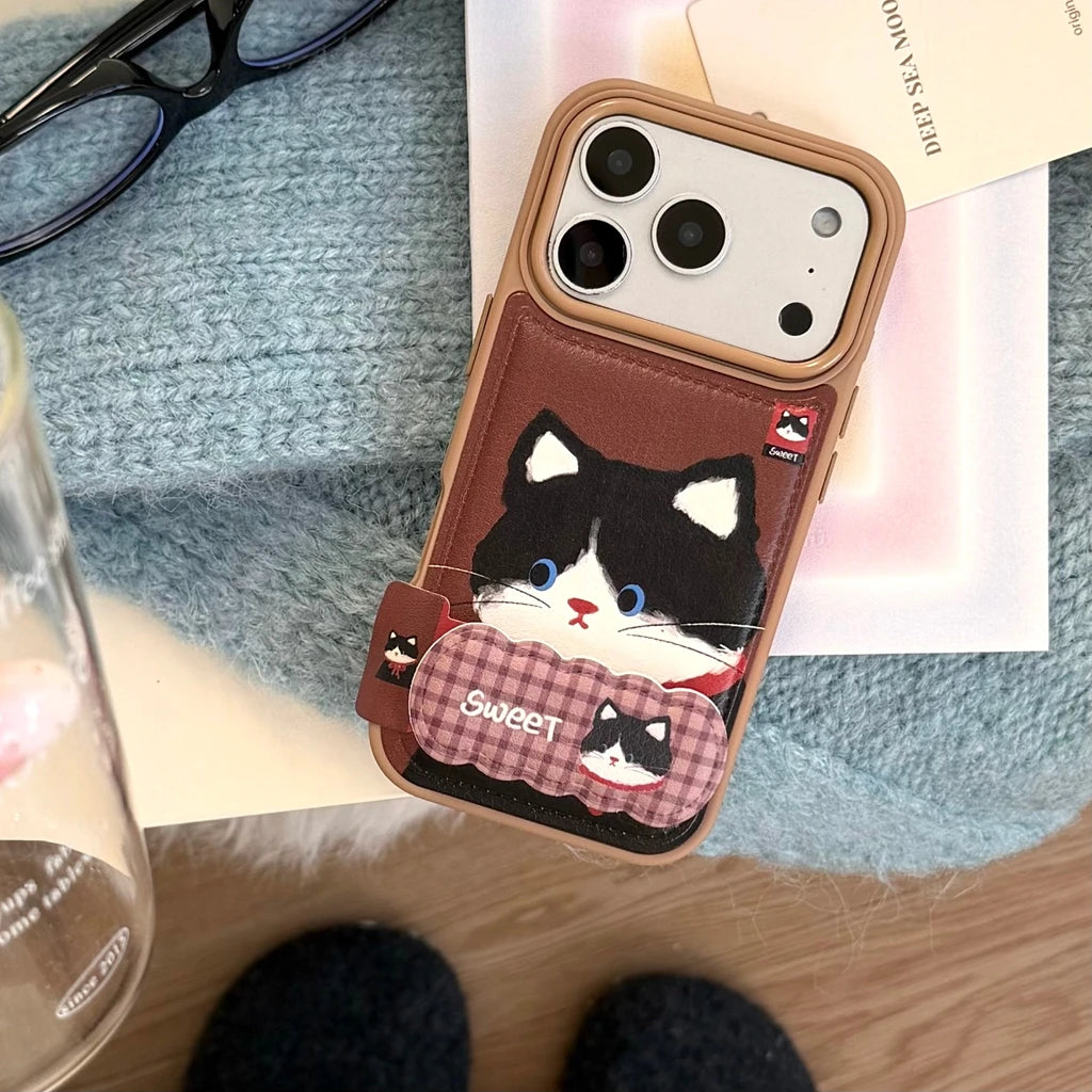 【キュートペット】ソフトレザー調 アニマル ポップカラー スマホケース｜iPhone対応 #240828