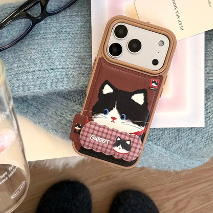 【キュートペット】ソフトレザー調 アニマル ポップカラー スマホケース｜iPhone対応 #240828