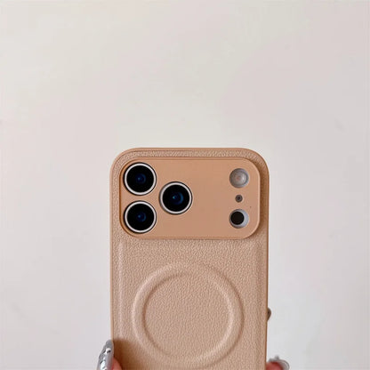 【Magnet内蔵】シンプル レザーケース｜iPhone対応 #250222