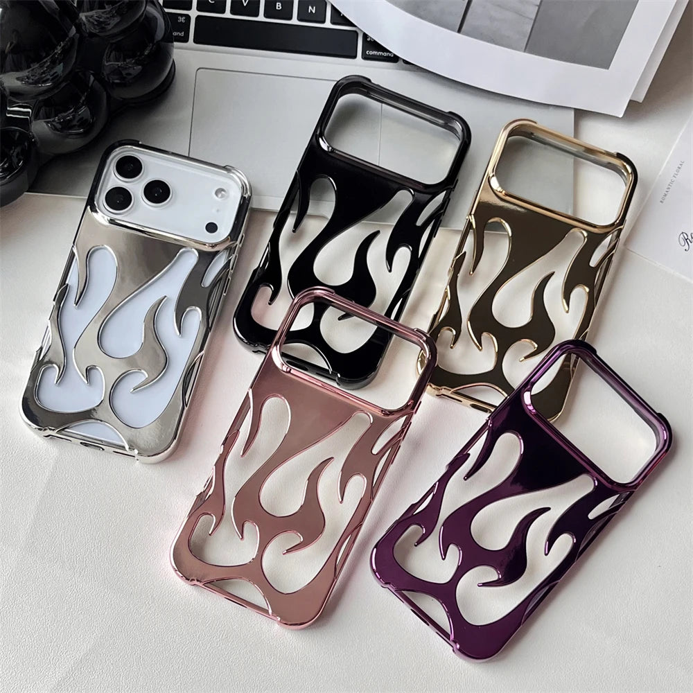 3D 炎 メタルフレームライン iPhoneケース｜トレンド・Y2Kデザイン #231119
