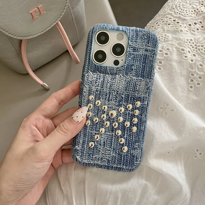 【ビジュースタッズリボン】ポケット付きクールデザインケース｜iPhone対応 #250717