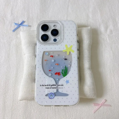 【アニマルシリーズ】金魚鉢デザイン 涼しげクリアスマホケース｜iPhone対応 #251025