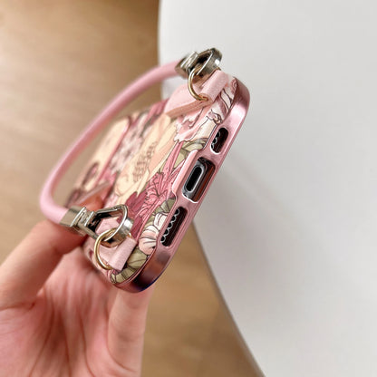 【フラワーガーデンシリーズ】 ナチュラル花柄ストラップケース｜iPhone対応 #240904