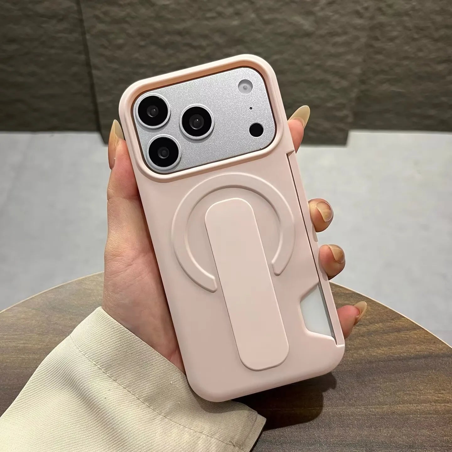 【Magnet内蔵】スライド式 シリコンベルト付き シンプルマット iPhoneケース #260128