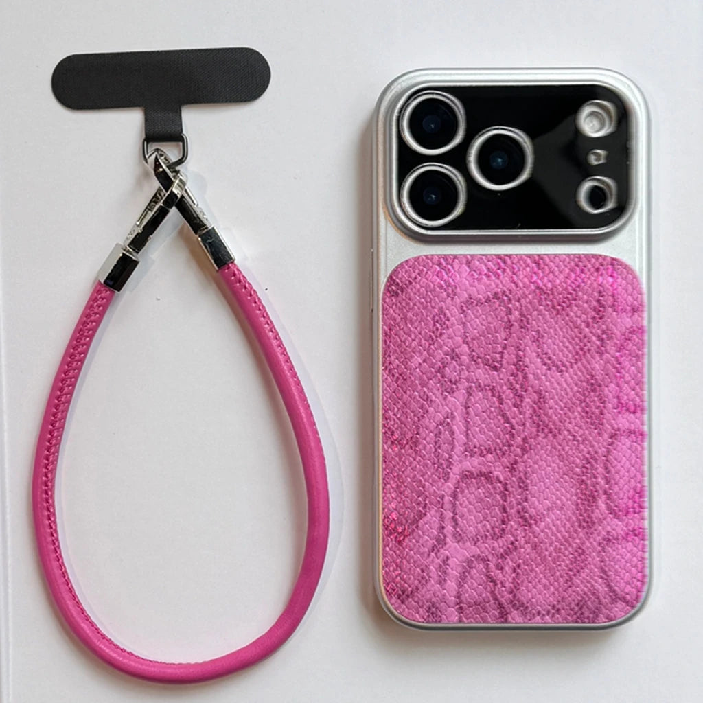 【スネークタッチ】パイソンレザー調 × ハンドストラップ スマホケース｜iPhone対応 #240823