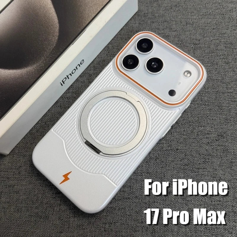 【Magsafe対応】耐衝撃 マット 超薄型 回転式メタルリングスタンド スマホケース｜iPhone対応 #250306