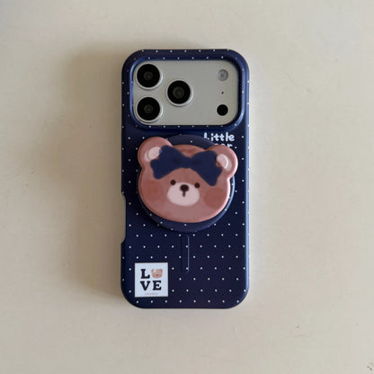 【くまモチーフ】マグネット内蔵 iPhoneケース (ケース単品・グリップセット選択可) ガーリー・ナチュラル アニマル PCA #261186