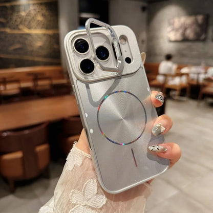 【Magnet内蔵】メタリックリングシールド × レインボー光沢 スマホケース｜iPhone対応 #250314