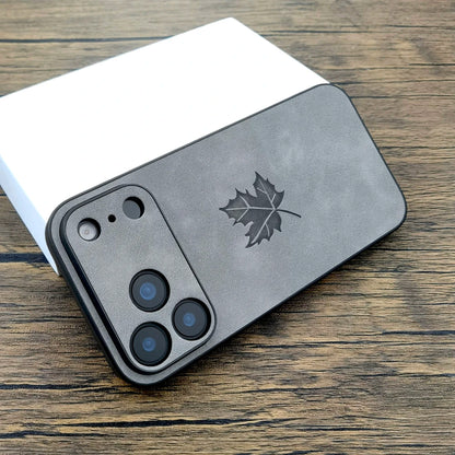 【マットシリーズ】リーフ 葉っぱデザイン 高級感 レザー調 シンプルスマホケース｜iPhone対応 #251111