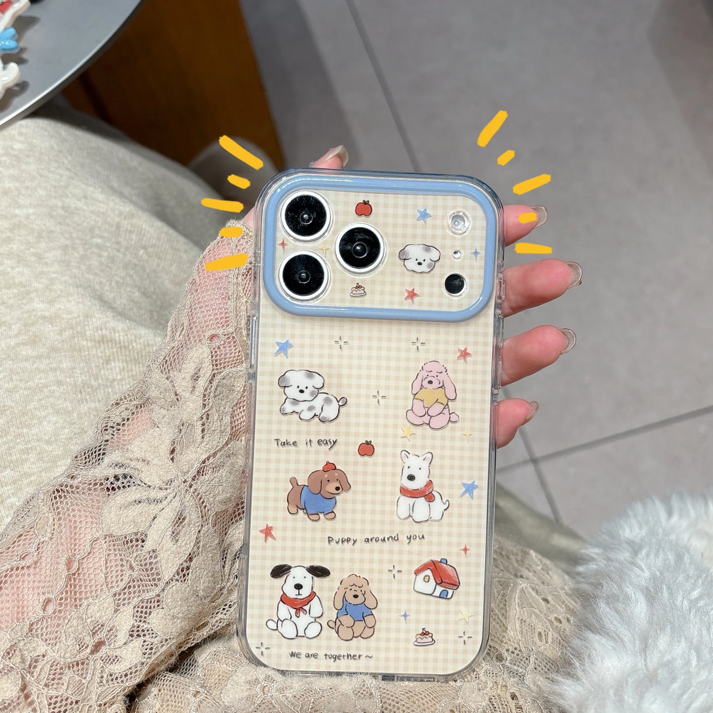 ゆるかわアニマル 犬 ウエスティ ホワイトテリア 立体グリップ付き iPhoneケース｜韓国風・落下防止 #231203