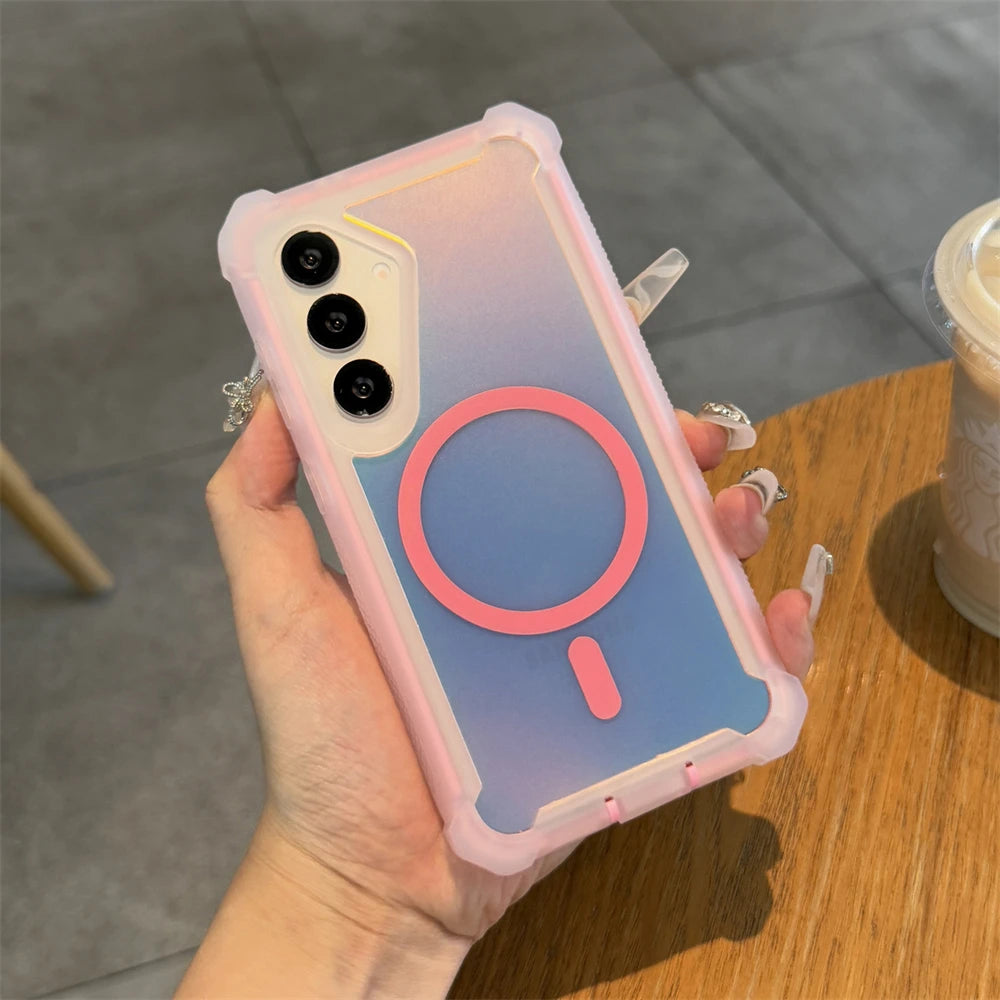 【Galaxy対応】透け感が可愛いパステルカラー マグネット対応 ケース ｜クリア・アクティブ風  #261030