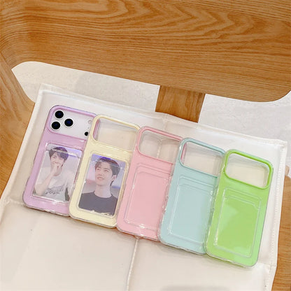 【クリアポケットシリーズ】推しフォト カード収納可能 シンプル 透明 クリアスマホケース｜iPhone対応 #251123