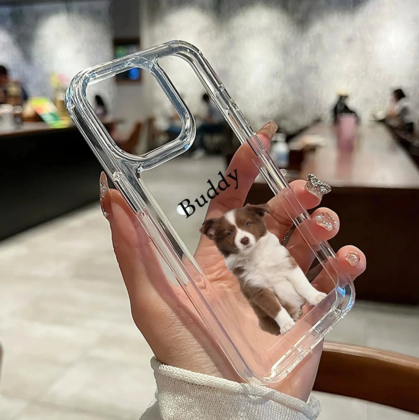 【カスタムNAMEシリーズ】ペット写真 × カスタム ネーム 印字 クリア フォトケース｜iPhone対応 #241008